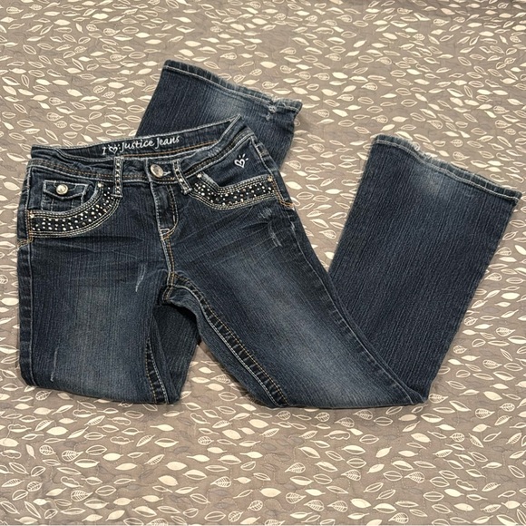 JUSTICE Girl’s Bootcut Blue Jeans, size 10R - Picture 1 of 14